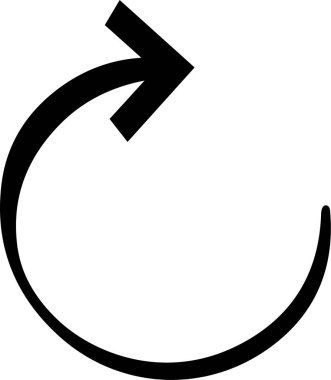 Siyah kıvrımlı ok sağ tarafı gösteriyor, yarı daire oluşturuyor ve ileri hareket, ilerleme ve yönü temsil ediyor, modern ve minimalist tasarım elementini somutlaştırıyor.