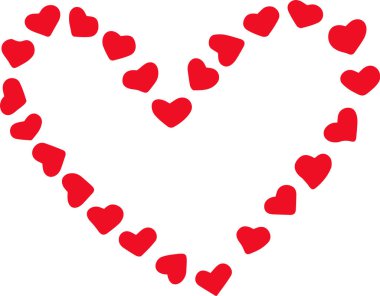 Küçük kırmızı kalpler daha büyük bir kalp şekli yaratmak için bir araya gelirler. Sevgililer Günü 'nde, düğünlerde ya da yıldönümlerinde aşkı kutlamak için mükemmeldirler.
