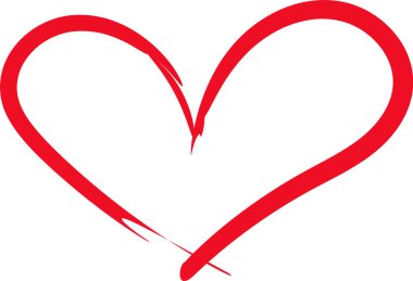 Kırmızı kalp şekli görünür fırça darbeleriyle çizilir, aşkı, romantizmi ve sevgiyi simgeler, Sevgililer Günü ya da aşkı kutlamak için mükemmel bir fırsat.