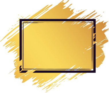 Siyah çerçeveli altın fırça darbesi yazı ya da diğer tasarım unsurları eklemek için mükemmel bir zemin oluşturarak, şık ve göz alıcı bir görsel yaratıyor.