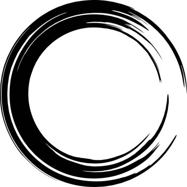 Hand drawn black grunge circle forming a frame with copy space, ideal for logos and backgrounds, representing concepts such as infinity, zen, and minimalism