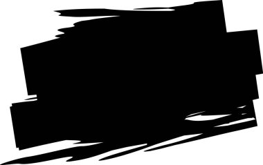 Düzensiz siyah fırça darbesi beyaz arkaplan üzerinde soyut bir şekil yaratıyor, çeşitli tasarım projelerine sanatsal ifade dokunuşu eklemek için ideal