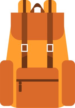 Üzerinde iki ayarlanabilir kahverengi kayış ve toka bulunan sırt çantası, yürüyüş, kamp ya da okul gezileri için ideal, temiz beyaz arka planda sergileniyor. Macera ve seyahat için mükemmel.