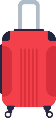 Beyaz arka planda izole edilmiş kırmızı valizler, iş gezisi için hafif bavullar, yaz tatili, turizm konsepti.