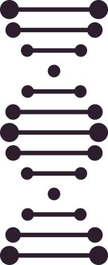 Genetik kod, genom, kalıtım ve biyolojik araştırmaları temsil eden beyaz bir arka plan üzerinde dikey bir sıra oluşturan çizgiler ve daireleri birleştiren DNA yapısı