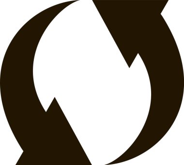 Dairesel ekonomi kavramı, beyaz zemin üzerinde dönen ve bir çember oluşturan iki siyah ok, geri dönüşüm, yeniden kullanım ve atık azaltma kavramını temsil ediyor