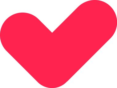 Sevgi ve onayı ifade eden canlı bir kırmızı kalp, temiz beyaz bir arkaplan üzerine kurulmuş pozitif onay ve bağlantıyı sembolize eden bir işaret oluşturur.