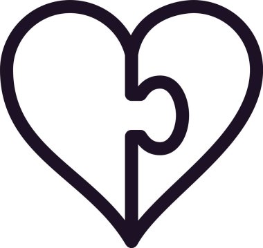 Kalp şeklindeki bulmaca parçası, aşkı, bağlantıyı ve tamamlamayı sembolize eder. Sevgililer Günü veya ilişki teması için idealdir.