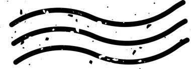 Posta iptali işareti üç siyah dalgalı çizgi ve grunge deseni, klasik bir hava postası estetiğini çağrıştırıyor veya klasik bir kauçuk damga izi