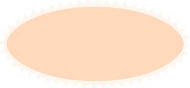 Yumuşak şeftali tonu ile dolu oval şekil, tırtıklı beyaz bir kenar, çeşitli dekoratif amaçlar için mükemmel bir göz alıcı tasarım unsuru oluşturur