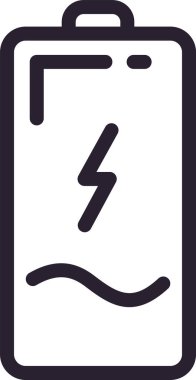 Bir cihazın şarj etme, enerji, güç, elektrik arzı ve şarj sürecini sembolize eden, bataryayı temsil eden minimalist vektör çizimi