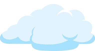 Cartoon style illustration featuring a light blue cloud gently floating in a bright, white sky, symbolizing beautiful weather and a cheerful sunny day, evoking feelings of peace and tranquility clipart