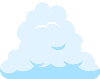 Çizgi film bulutu gökyüzünde usulca süzülüyor, huzurlu ve rüya gibi bir atmosfer yaratıyor, çocukların çizimleri ve hava durumuyla ilgili projeler için ideal.