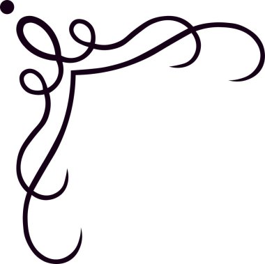 El çizimi kaligrafik köşe süsü biraz zarafet ve incelik katıyor, davetiyeler, sertifikalar, menüler veya dekoratif sınırlar için mükemmel.