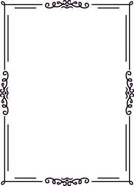 Zarif çizgiler ve her köşede gelişen dikdörtgen çerçeve boş beyaz bir alan etrafında karmaşık bir sınır oluşturuyor, davetiyeler, duyurular veya sertifikalar için ideal