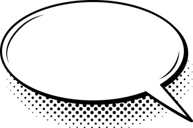 Oval, yarım tonluk nokta gölgeli, metin veya diyalog için geniş bir alan sunan, çizgi roman ve pop sanat tasarımlarını yaratıcı ifade ile geliştirmek için mükemmel