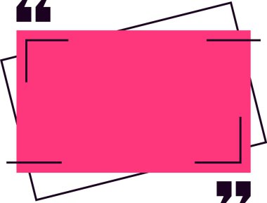 Siyah çizgiler ve tırnak işaretli pembe tırnak işaretleri boş alanı çerçeveliyor, metin eklemek ve sosyal medya içeriği veya web sitesi pankartları oluşturmak için ideal