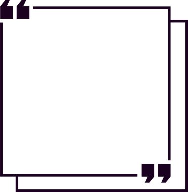 Çift tırnak işaretleri, çift çizgili kare çerçeve içindeki boş bir alanı çerçeveliyor, tırnak içinde basit ve zarif bir tasarım yaratıyor.