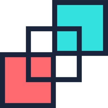 Turkuaz ve mercan pembesi tonlarında birbirine kenetlenmiş kareler, modern ve minimalist tasarım projeleri için ideal soyut bir geometrik kompozisyon oluşturur.