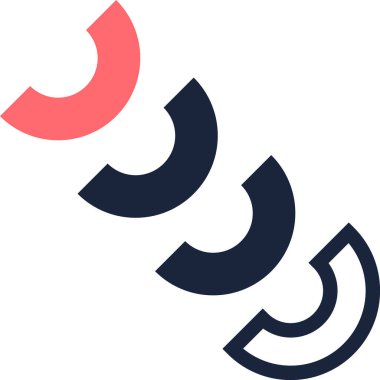 Pembe ve mavi yarım daireler içeren modern ve soyut tasarım, temiz beyaz arka plana karşı görsel olarak çekici bir model yaratıyor, çağdaş projeler için ideal.