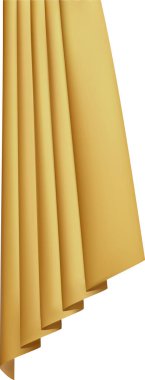 Zarif altın sahne perdelerinin gerçekçi vektör çizimi yumuşak kıvrımlı ve zengin renklerle lüks bir atmosfer yaratıyor. Performansla ilgili tasarımlar için ideal.