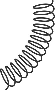 Metal spiral yay, mekanik ve mühendislikte esneklik, esneklik, esneklik ve yenilikçi endüstriyel tasarım kavramlarını sembolize eden beyaz bir zemin üzerinde zarifçe kıvrılıyor.