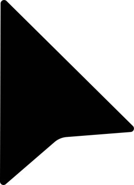 Dijital arayüzlerde yön, seçim veya navigasyonu belirlemek için ideal, düz beyaz arkaplan üzerinde aşağı ve sağ gösteren basit siyah ok