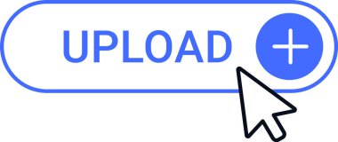 Fare imleci, web sitesine ya da çevrimiçi platforma dosya, veri ya da bilgi ekleme ya da göndermeyi temsil eden artı işareti ile mavi gönderme düğmesine tıklıyor