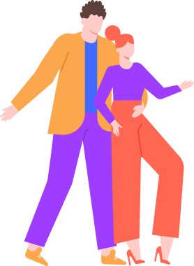 Genç çift kolları açık birlikte yürüyorlar, dünyaya neşeyle bir şeyler sunuyorlar. İkisi de ışıl ışıl gülümsüyor, mutluluk ve aşk saçıyor.