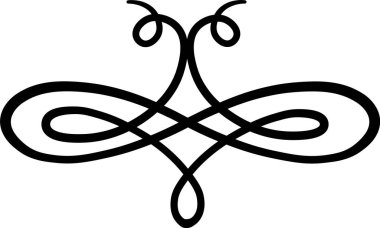 Siyah çizgiler zarif bir bağ oluşturuyor ve girdap ve buklelerle simetrik bir süs oluşturuyor. Dekorasyon ve süsleme için ideal.