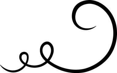 Basit siyah süsleme zarif bir dekoratif girdap tasarımı oluşturarak, sonunda yuvarlak bir şekil, temiz beyaz arka plan karşı izole çarpıcı kontrast