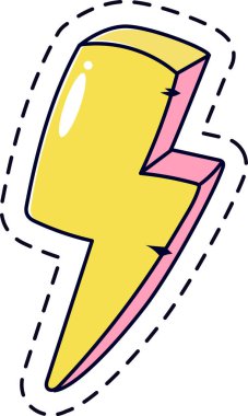 Pembe detaylara sahip sarı yıldırımlar ve aşağıya çarpan çizgiler enerji, enerji ve elektriği canlı ve dinamik bir şekilde temsil ediyor.