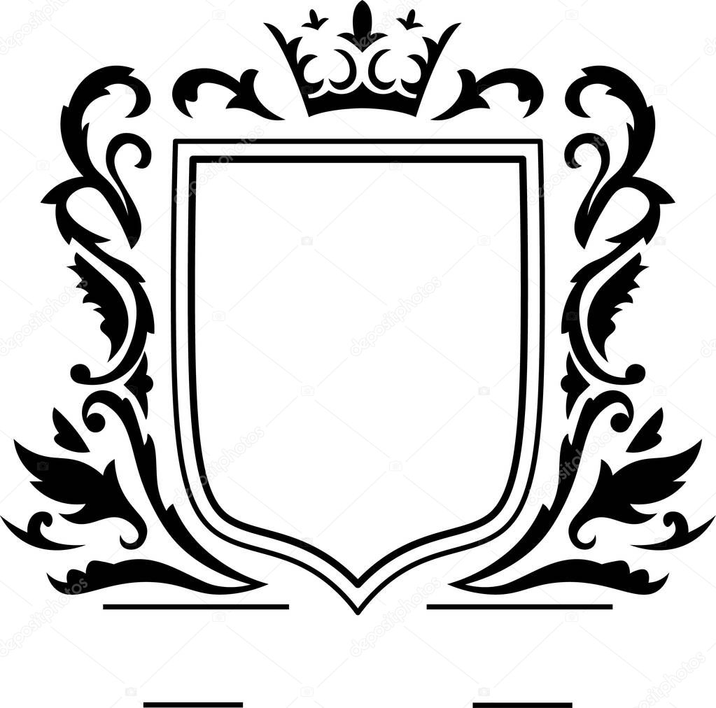 Classic heraldic shield with crown and floral decorations, creating a sophisticated and elegant design, perfect for logos, branding, and various design projects