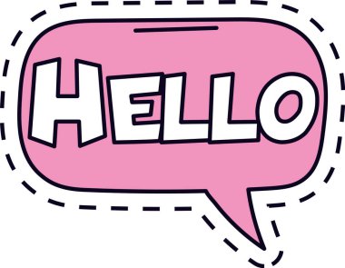 Pembe bir konuşma balonunun içindeki çizgili 