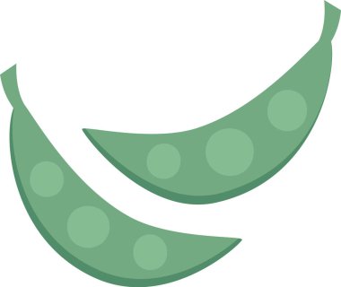 Minimalist illüstrasyon iki taze bezelye kabuğunu gösteriyor. Her kabuk, bezelyelerin doğal ve organik hislerini vurgulayan basit bir tasarım ile tasvir edilir.