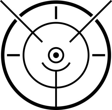 Keskin nişancı dürbünü ile hedef navigasyon, keskin nişancı silahı işareti imleci, farklı odaklı askeri görüş ve odaklanmış göz atışı vektör sembolü