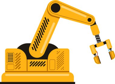 Yellow robotic arm performing automated tasks, showcasing advanced machinery and cutting edge technology within modern factory and industrial environments, enhancing efficiency and productivity clipart