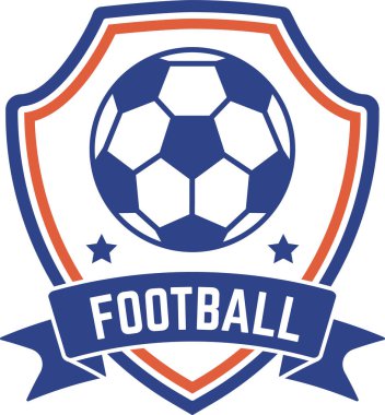 Topun ve kurdele pankartın yer aldığı bir futbol kulübü logosu sergileniyor, iki yıldızla süslenmiş, temiz beyaz bir arkaplan üzerine kurulmuş.