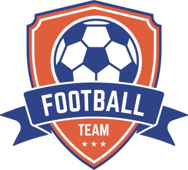 Futbol takımının logosu dinamik bir top ve kalkanında zarif bir kurdele ile süslenmiş, üç yıldızlı, spor markasını ve takım kimliğini geliştirmek için mükemmel.