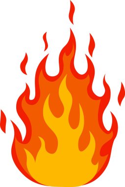 Parlak kırmızı ve turuncu çizgi film alevleri sıcak ve davetkar bir parıltı yayarak enerji ve ısı dolu canlı bir atmosfer yaratır.