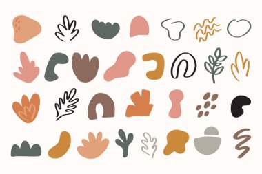 Boho tarzında modaya uygun soyut öğeler. Modern el en az soyut biçimi çizer.