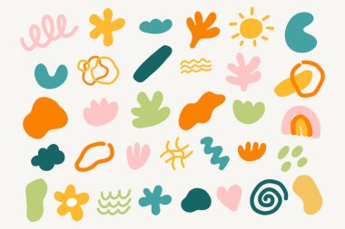 Boho tarzında modaya uygun soyut öğeler. Modern el en az soyut biçimi çizer.