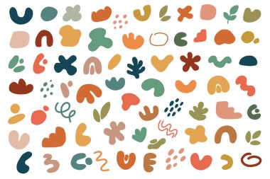 Boho tarzında modaya uygun soyut öğeler. Modern el en az soyut biçimi çizer.