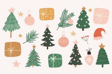 Çağdaş sanat çiçekleri seti. Elle çiçek çiz.