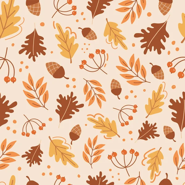 Seamless Autumn Pattern Autumn Background Leaves — Stock Vector