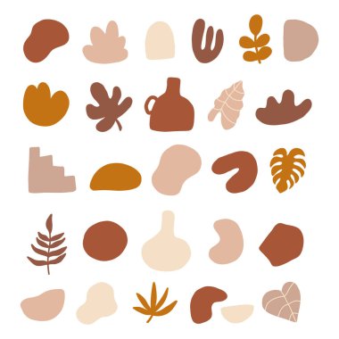 Boho tarzında modaya uygun soyut öğeler. Modern el en az soyut biçimi çizer.