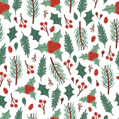 Çam ağacıyla kusursuz bir Noel deseni. Tatil geçmişi..