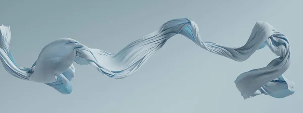 Pantalla Fondo Azul Pastel Con Tela Seda Volando Tejido Satinado — Foto de Stock