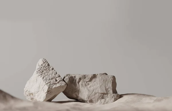 Background Podium Stone Display Beige Luxury Backdrop Desert Sand Minimal — Stock Photo, Image