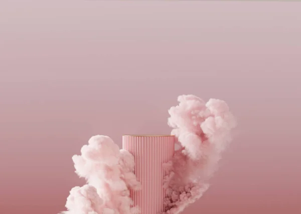 Wyświetlacz Podium Pastelowy Różowy Tło Chmura Lewituje Koncepcja Nieba Natura — Zdjęcie stockowe